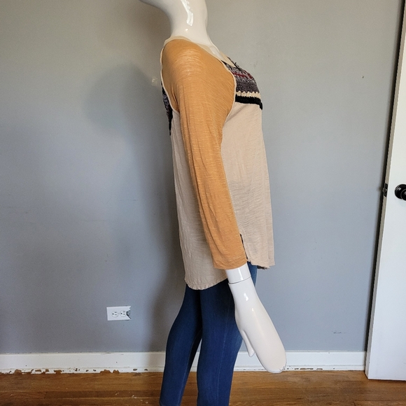 Free People Spring Bound Baseball Tee in Calm Sand Combo, GUC, Size S - Picture 5 of 8